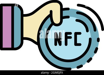 NFC-Technologie-Symbol. Kontur nfc-Technologie Vektor Symbol Farbe flach isoliert Stock Vektor