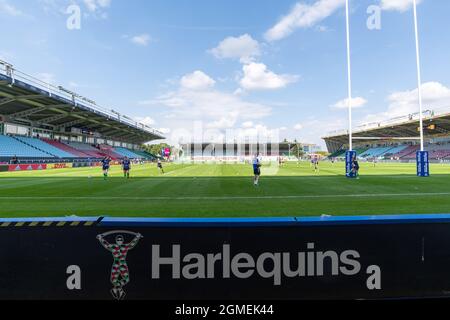 London, Großbritannien. September 2021. Stoop vor dem Allianz Premier 15-Spiel zwischen Harlequins Women und Exeter Chiefs Women in Twickenham Stoop, London, England. Kredit: SPP Sport Pressefoto. /Alamy Live News Stockfoto