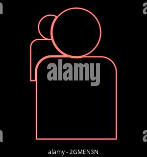 Neon Menschen oder zwei Avatar rot Farbe Vektor Illustration flachen Stil Licht Bild Stock Vektor
