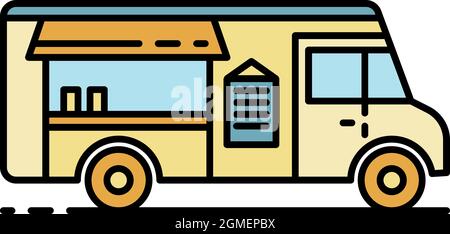 Symbol für das Steak Street Vehicle. Kontur Steak Straße Fahrzeug Vektor Symbol Farbe flach isoliert Stock Vektor