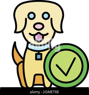 Symbol „glücklich gemacht“. Kontur getan glücklich Hund Vektor-Symbol Farbe flach isoliert Stock Vektor