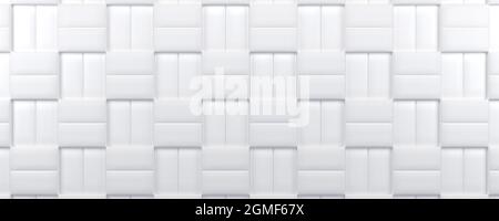 Reihen von weißen Blöcken, Ziegel. Set von Formen auf weißem Hintergrund, geometrisches Muster. hintergrund der 3d-Illustration Stockfoto