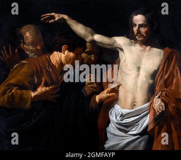 Die Ungläubigkeit von St. Thomas von Matthias Stom (c. 1600-c. 1652), Öl auf Leinwand, c. 1630-40 Stockfoto