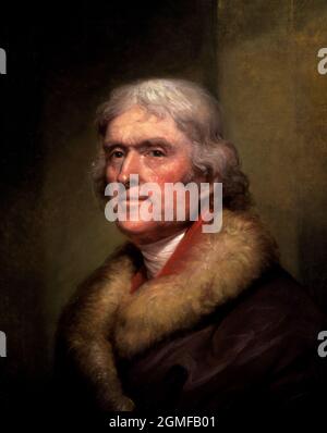 Thomas Jefferson. Porträt des 3. US-Präsidenten Thomas Jefferson (1743-1826) von Rembrandt Peale (1778-1860), Öl auf Leinen, 1805 Stockfoto