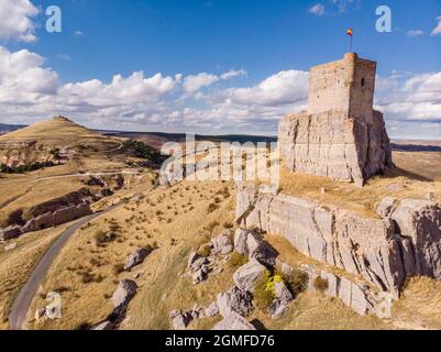 Burg von Atienza, Festung muslimischen Ursprungs, Atienza, Provinz Guadalajara, Spanien. Stockfoto