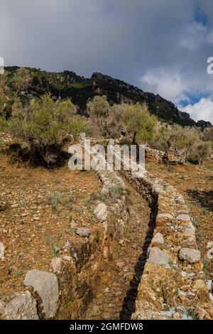 Traditioneller Graben im Orienttal, Mallorca, Balearen, Spanien. Stockfoto