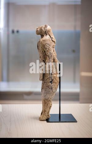 löwenmann aus Stadel, obere paläolithische Mammut-Elfenbeinskulptur, Replik, Museo de la evolución humana, MEH, Burgos , Spanien. Stockfoto