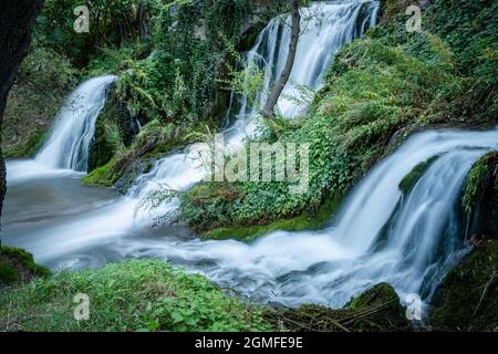 Trillo Wasserfall, La Alcarria, Guadalajara, Spanien. Stockfoto