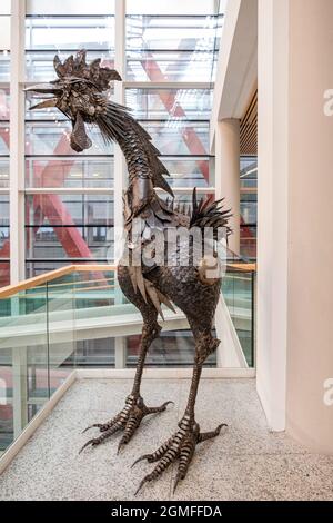 Recyceltes Eisen gallus gallus domesticus, Cristino Diez, Museo de la evolución humana, MEH, Burgos , Spanien. Stockfoto