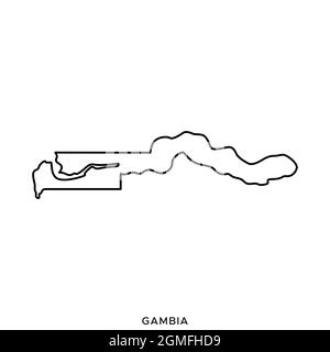 Linienkarte von Gambia Vektor Stock Illustration Design Vorlage. Bearbeitbare Kontur. Vektor eps 10. Stock Vektor