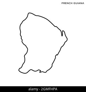 Linienkarte von Französisch-Guayana Vektor Stock Illustration Design Vorlage. Bearbeitbare Kontur. Vektor eps 10. Stock Vektor