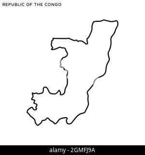 Linienkarte der Republik Kongo Vektor Stock Illustration Design Vorlage. Bearbeitbare Kontur. Vektor eps 10. Stock Vektor