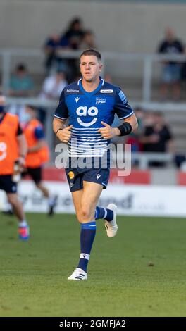 18. September 2021; AJ Bell Stadium, Eccles, Greater Manchester, England; Gallagher Premiership Rugby, Sales Sharks versus Bath; Sam James von Sale Sharks Stockfoto