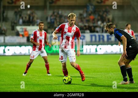 Aalborg, Dänemark. September 2021. Iver Fossum (8) von AAB beim 3F Superliga-Spiel zwischen Aalborg Boldklub und Odense Boldklub im Aalborg Portland Park in Aalborg. (Foto: Gonzales Photo/Alamy Live News Stockfoto