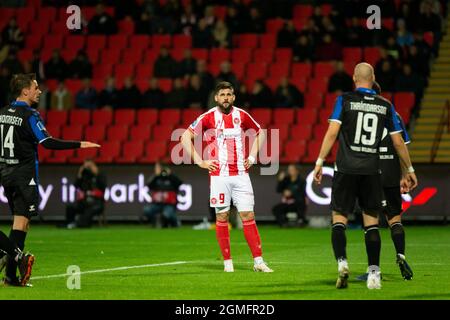 Aalborg, Dänemark. September 2021. Milan Makaric (9) von AAB beim 3F Superliga-Spiel zwischen Aalborg Boldklub und Odense Boldklub im Aalborg Portland Park in Aalborg. (Foto: Gonzales Photo/Alamy Live News Stockfoto