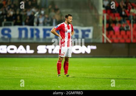 Aalborg, Dänemark. September 2021. Kristoffer Pallesen (2) von AAB beim 3F Superliga-Spiel zwischen Aalborg Boldklub und Odense Boldklub im Aalborg Portland Park in Aalborg. (Foto: Gonzales Photo/Alamy Live News Stockfoto