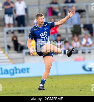 18. September 2021; AJ Bell Stadium, Eccles, Greater Manchester, England; Gallagher Premiership Rugby, Sales Sharks versus Bath; Rob du Preez von Sale Sharks Stockfoto