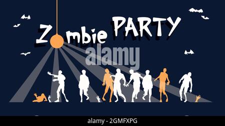 Bunte helle Web-Banner Glückwünsche zum Feiertag Halloween, Zombie-Party - Vektor-Illustration Stock Vektor