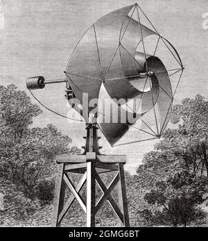 Dumont Atmospheric Turbine. Alte, gravierte Illustration aus dem 19. Jahrhundert von La Nature 1883 Stockfoto