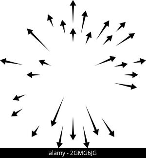 Nach außen zeigende Pfeile. Radiale, strahlende Pfeile – Vektorgrafik, Clip-Art-Grafiken Stock Vektor