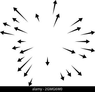 Nach außen zeigende Pfeile. Radiale, strahlende Pfeile – Vektorgrafik, Clip-Art-Grafiken Stock Vektor