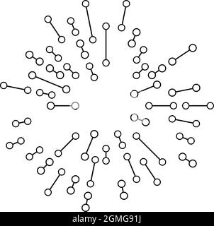 Radiale, strahlende Linien mit Knoten, Knotenpunkte - Darstellung von Stock-Vektorgrafiken, Clip-Art-Grafiken Stock Vektor