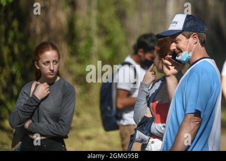 Argentinische Tennisfans, die an einem Davis-Cup-Spiel in Buenos Aires teilnehmen Stockfoto