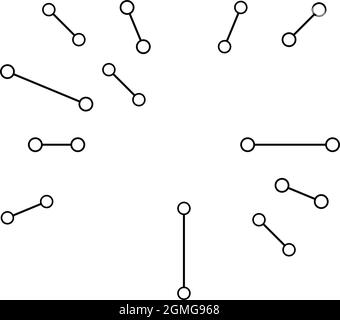 Radiale, strahlende Linien mit Knoten, Knotenpunkte - Darstellung von Stock-Vektorgrafiken, Clip-Art-Grafiken Stock Vektor