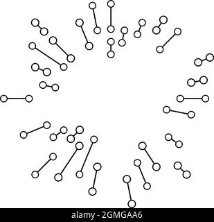 Radiale, strahlende Linien mit Knoten, Knotenpunkte - Darstellung von Stock-Vektorgrafiken, Clip-Art-Grafiken Stock Vektor