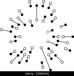 Radiale, strahlende Linien mit Knoten, Knotenpunkte - Darstellung von Stock-Vektorgrafiken, Clip-Art-Grafiken Stock Vektor