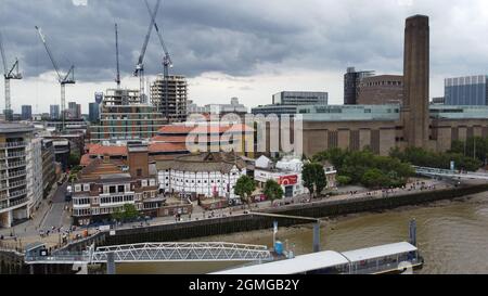 Globe Theatre Southwark London UK Drohnenbild Sommer 2021 Stockfoto