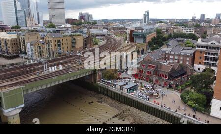 Cannon Street Railway Bridge City of London Luftaufnahme Sommer 2021 Stockfoto