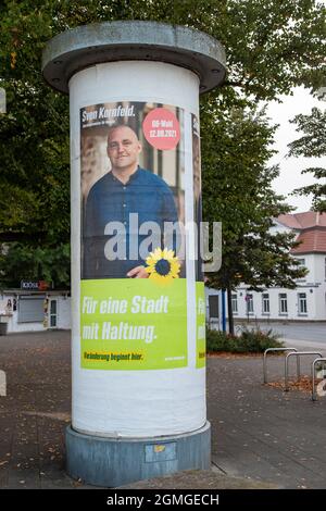 Hameln, NRW, Deutschland, 09 04 2021, Wahlplakat grüne Partei Stockfoto