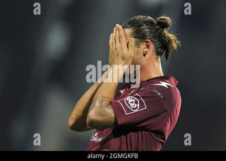 Salerno, Italien. September 2021. Milan Djuric Spieler von Salernitana, während des Spiels der italienischen Serie A Meisterschaft zwischen Salernitana gegen Atalanta Endergebnis 0-1, Spiel im Arechi Stadion in Salerno gespielt. Salerno, Italien, 18. September 2021. (Foto von Vincenzo Izzo/Sipa USA) Quelle: SIPA USA/Alamy Live News Stockfoto