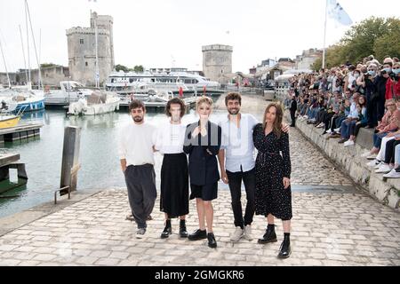 Clement Remiens, Nicolas Anselmo, Catherine Davydzenka, Augustin Galliana und Vanessa Demouy nehmen am 18. September 2021 am 23. TV Fiction Festival in La Rochelle, Frankreich, am Ici tout, Teil. Foto von David Niviere/ABACAPRESS.COM Stockfoto