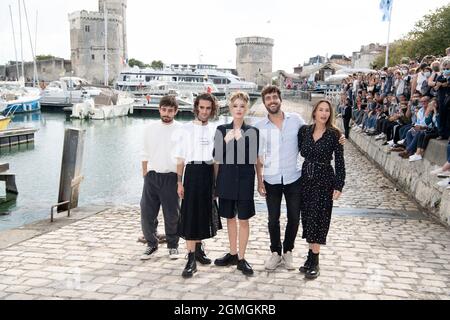 Clement Remiens, Nicolas Anselmo, Catherine Davydzenka, Augustin Galliana und Vanessa Demouy nehmen am 18. September 2021 am 23. TV Fiction Festival in La Rochelle, Frankreich, am Ici tout, Teil. Foto von David Niviere/ABACAPRESS.COM Stockfoto