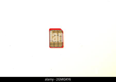 Nano-sim auf weißem Hintergrund isoliert Stockfoto
