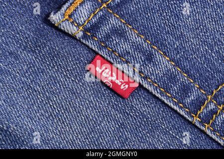 New Delhi, Indien, 30. Oktober 2019:- levis Branding auf Jeans Stockfoto