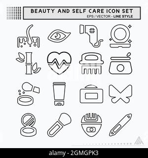 Set Icon Vektor für Schönheit und Selbstpflege - Linienstil - einfache Illustration, editierbare Kontur, Design Template Vektor, gut für Drucke, Poster, Adverti Stock Vektor