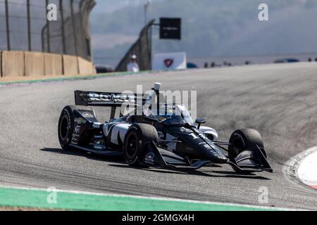 Monterey, Kalifornien, USA. September 2021. SEBASTIEN BOURDAIS (14) aus Le Mans, Frankreich, übt sich beim WeatherTech Raceway Laguna Seca in Monterey, Kalifornien, für den Firestone Grand Prix von Monterey. (Bild: © Riley Bridges Grindstone Media G/ASP über ZUMA Press Wire) Stockfoto