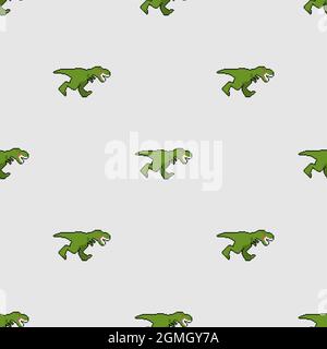 Dinosaurier Tyrannosaurus rex Pixel Art Muster nahtlos. Der pixelige T-rex ist ein Raubtier-Echsenhintergrund. 8 Bit prähistorisches Dino Ornament. Baby Stoff tex Stock Vektor