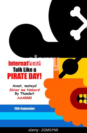 Internationale Gespräche wie Ein Piratentag. Piratenreden und Worte. Vektorgrafik Urlaub Stock Vektor