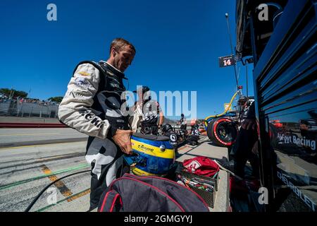 Monterey, Kalifornien, USA. September 2021. SEBASTIEN BOURDAIS (14) aus Le Mans, Frankreich, bereitet sich auf die Qualifikation für den Grand Prix von Monterey auf dem WeatherTech Raceway Laguna Seca in Monterey, Kalifornien, vor. (Bild: © Walter G Arce SR Grindstone Medi/ASP über ZUMA Press Wire) Stockfoto