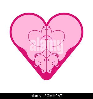 Tragen Sie Liebe. Zwei Bären umarmen sich. Illustration zum Valentinstag Stock Vektor