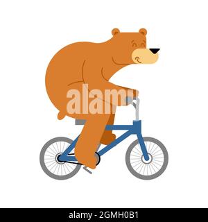 Bär auf dem Fahrrad. Beast fährt Fahrrad. Cartoon Kinder Illustration Stock Vektor