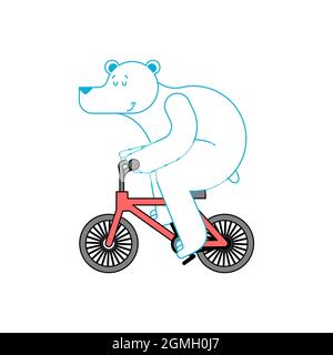 Eisbär auf dem Fahrrad. Beast fährt Fahrrad. Cartoon Kinder Illustration Stock Vektor