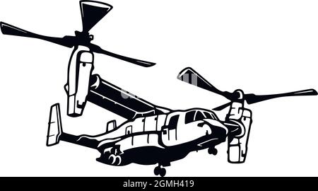 Military Helicopter detaillierte Silhouette. Schablone auf weißem Hintergrund isoliert Stock Vektor