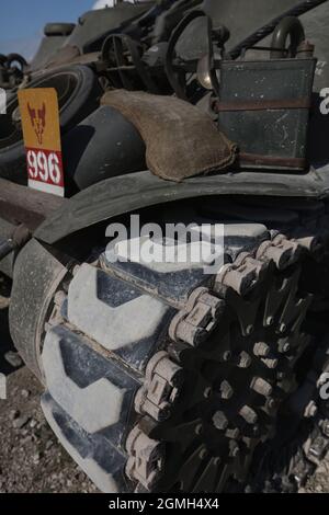 Sherman-Panzer. Ein 75-mm-Sherman-Panzer bei einer Demonstration im Bovington Tank Museum, Dorset, Großbritannien Stockfoto