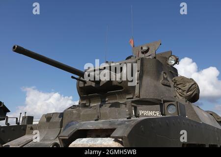 Matilda II WK2 Panzer während einer Demonstration im Bovington Tank Museum, Dorset, Großbritannien Stockfoto