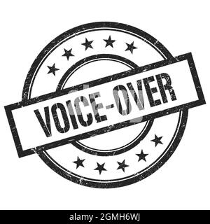 VOICE-OVER-Text auf schwarzem runden Vintage-Stempel geschrieben. Stockfoto